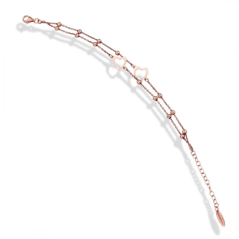 Boccadamo - Bracciale Doppio Filo - Oro Rosa - Cuori