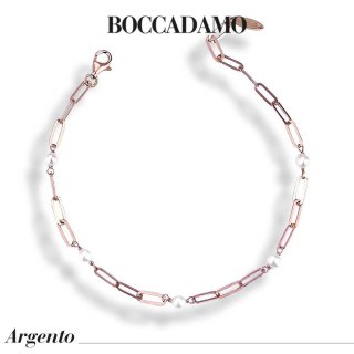 Boccadamo - Bracciale Maglia Piatta - Oro Rosa - Perle