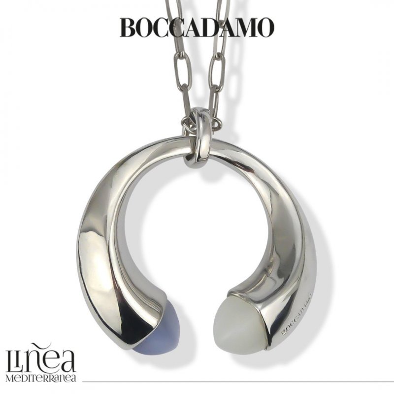 Collana Lunga Con Cristalli Madreperle E Agata Grigia Gatteggiante