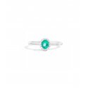 Anello Donna Re Carlo Solitario Oro Bianco 18 Kt Iris Smeraldo 0,31 Ct Diamanti 0,1 Ct G Vs R33Cg251/Sm