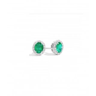 Orecchini Lobo Donna Re Carlo Iris Oro Bianco Smeraldi 0,48Ct E Diamanti 0,12Ct G - Vs E33Cc251/Sm