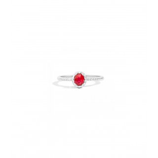Anello Donna Re Carlo Solitario Oro Bianco 18 Kt Iris Rubino 0,34 Ct Diamanti 0,08 Ct G Vs R33Cg251/Rb