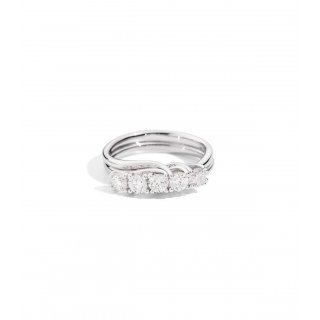 Anello Fedina 5 Diamanti Doppio Filo Isabella Oro Bianco 18 Kt Diamanti 0,70 Ct E Si R61Mz001/B070