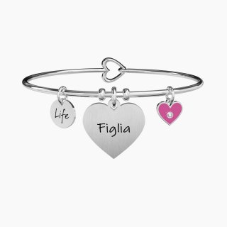 Kidult - Bracciale Cuore | Figlia - Acciaio - Family