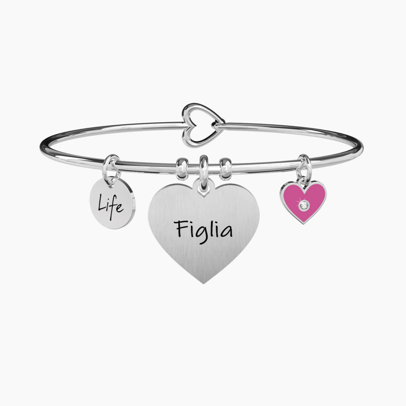 Kidult - Bracciale Cuore | Figlia - Acciaio - Family