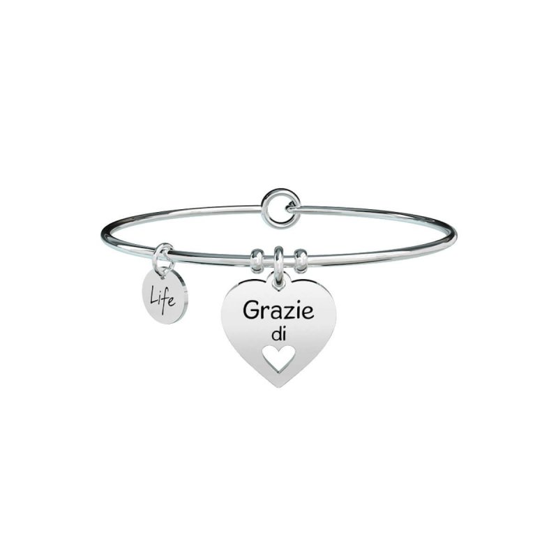 Kidult - Bracciale Cuore | Grazie - Love - Acciaio