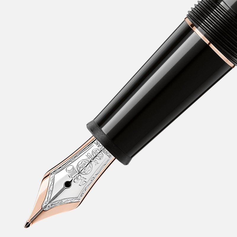 Montblanc - Stilografica Meisterstück - Nero - Oro Rosa