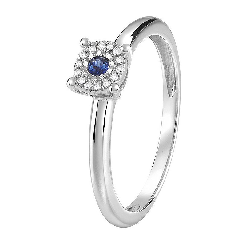Bliss - Anello Rugiada - Oro Bianco - Zaffiro