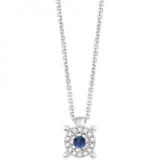 Bliss - Collana Rugiada - Oro Bianco - Zaffiro