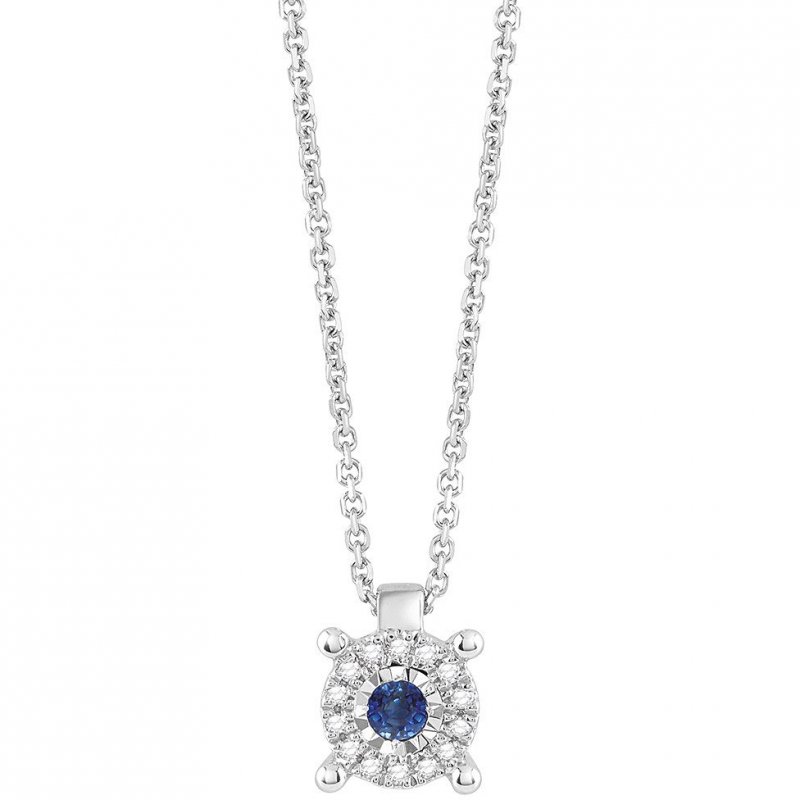 Bliss - Collana Rugiada - Oro Bianco - Zaffiro