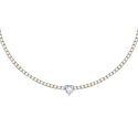 COLLANA CUORE DIAMANTI ORO GIALLO,BIANCO CZ 37,5CM