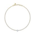 COLLANA CUORE DIAMANTI ORO GIALLO,BIANCO CZ 37,5CM