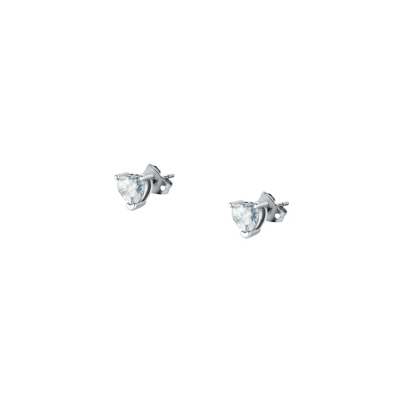 ORECCHINI CUORE DIAMANTI ARGENTO,BIANCO CZ 6MM