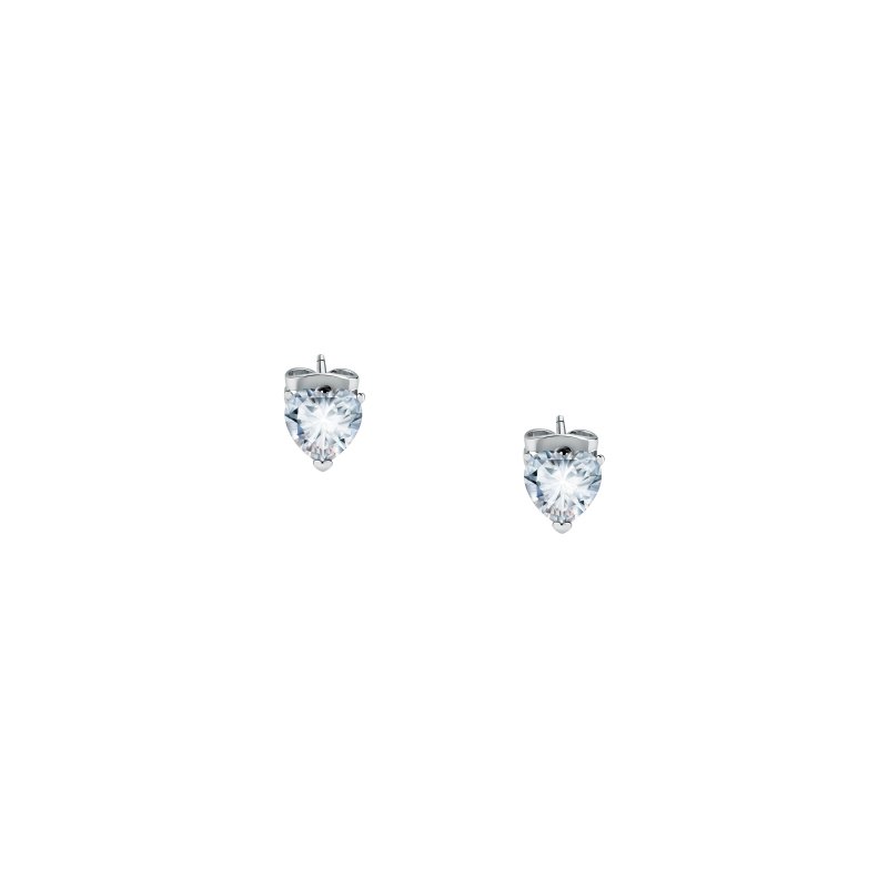 ORECCHINI CUORE DIAMANTI ARGENTO,BIANCO CZ 6MM