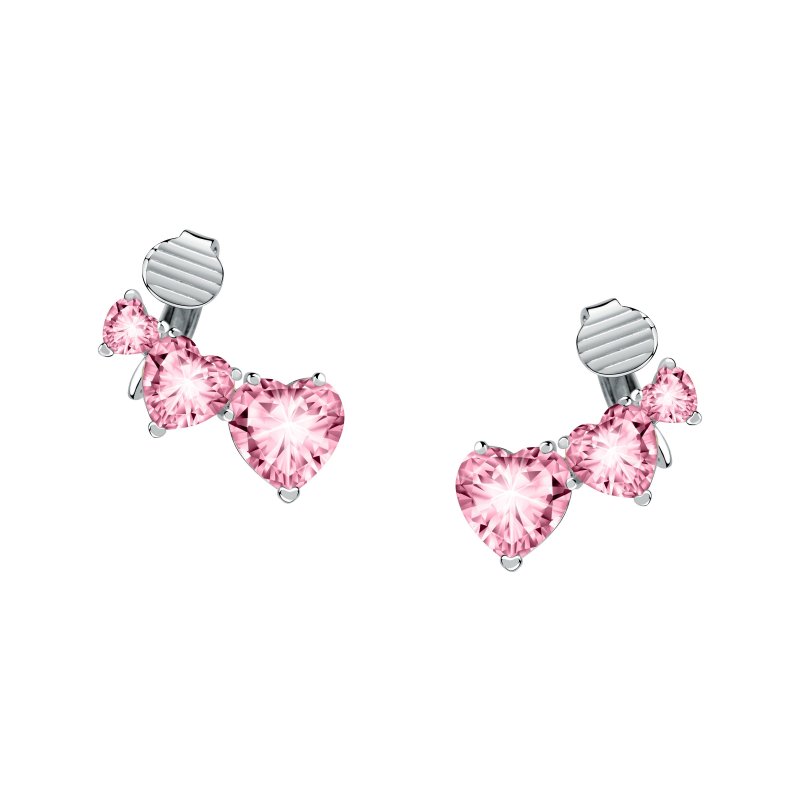ORECCHINI CUORE DIAMANTI ARGENTO,ROSA CZ 2017.7MM