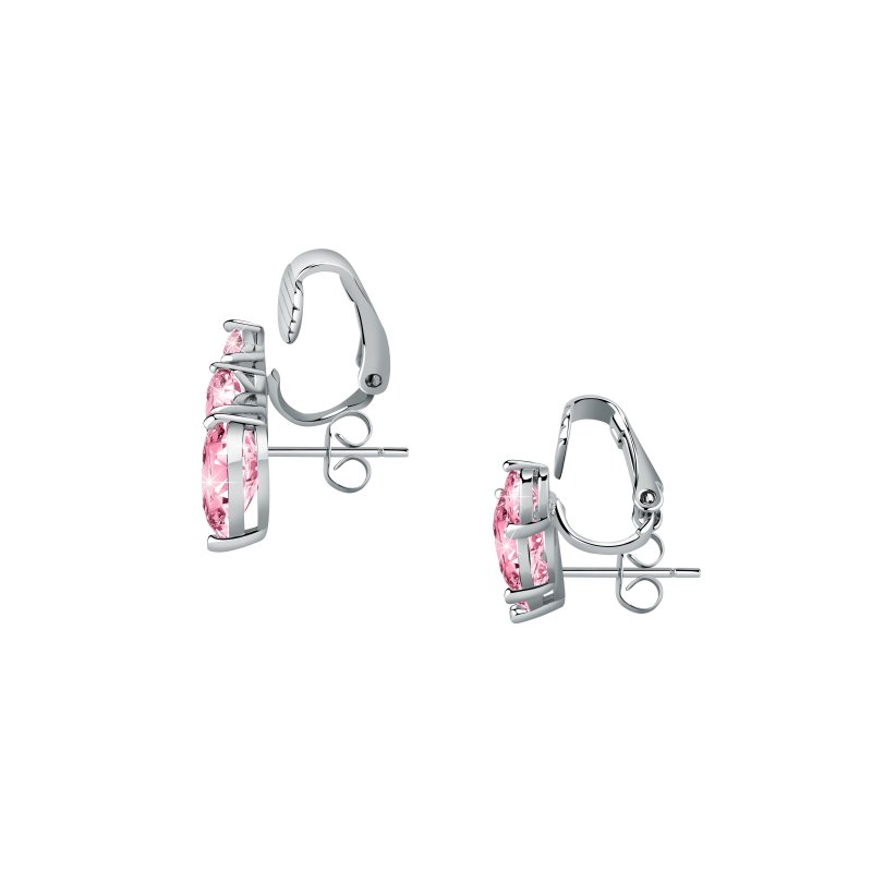 ORECCHINI CUORE DIAMANTI ARGENTO,ROSA CZ 2017.7MM