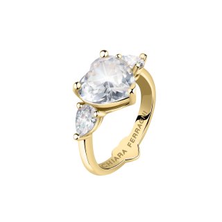 ANELLO DIAMANTE CUORE ORO GIALLO,BIANCO CZ MIS. 016