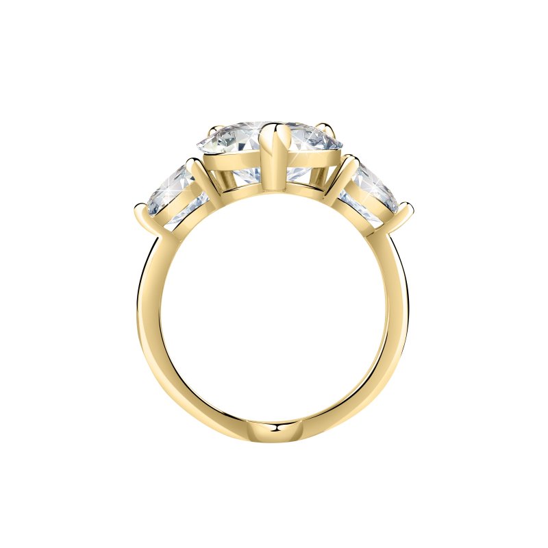 ANELLO DIAMANTE CUORE ORO GIALLO,BIANCO CZ MIS. 016