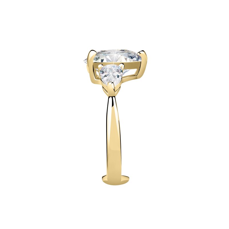 ANELLO DIAMANTE CUORE ORO GIALLO,BIANCO CZ MIS. 016