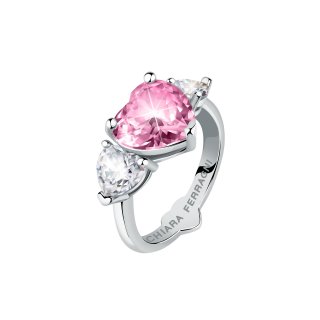 ANELLO CUORE DIAMANTE ARGENTO,BIANCO/ROSA CZ MIS. 018