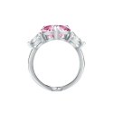 ANELLO CUORE DIAMANTE ARGENTO,BIANCO/ROSA CZ MIS. 018