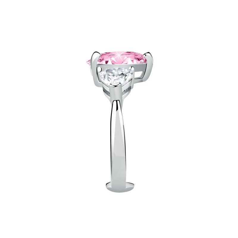 ANELLO CUORE DIAMANTE ARGENTO,BIANCO/ROSA CZ MIS. 018