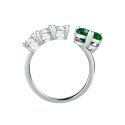 ANELLO CUORE DIAMANTE ARGENTO,BIANCO/VERDE CZ MIS. 016