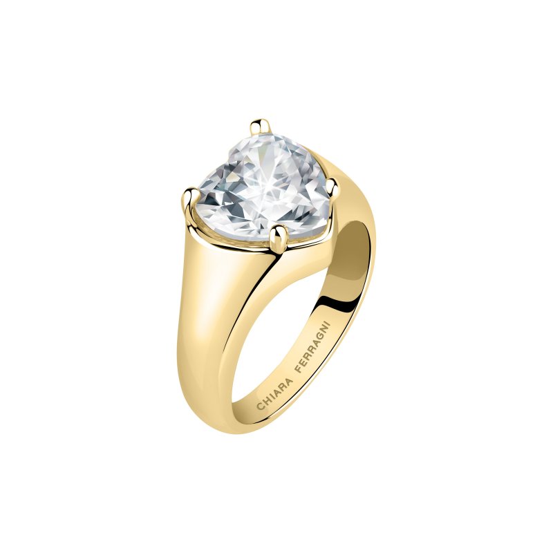 ANELLO CUORE DIAMANTE ORO GIALLO,BIANCO CZ MIS. 014