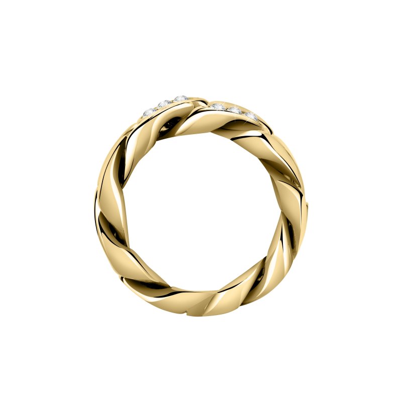 ANELLO CATENA ORO GIALLO PAVE' BIANCO PP MIS. 012