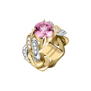 ANELLO CATENA ORO GIALLO,ARGENTO,BIANCO/ROSA CZ MIS. 012