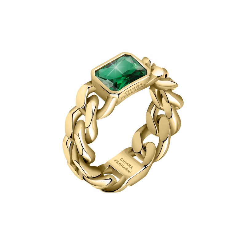 ANELLO CATENA ORO GIALLO,VERDE CZ MIS. 012