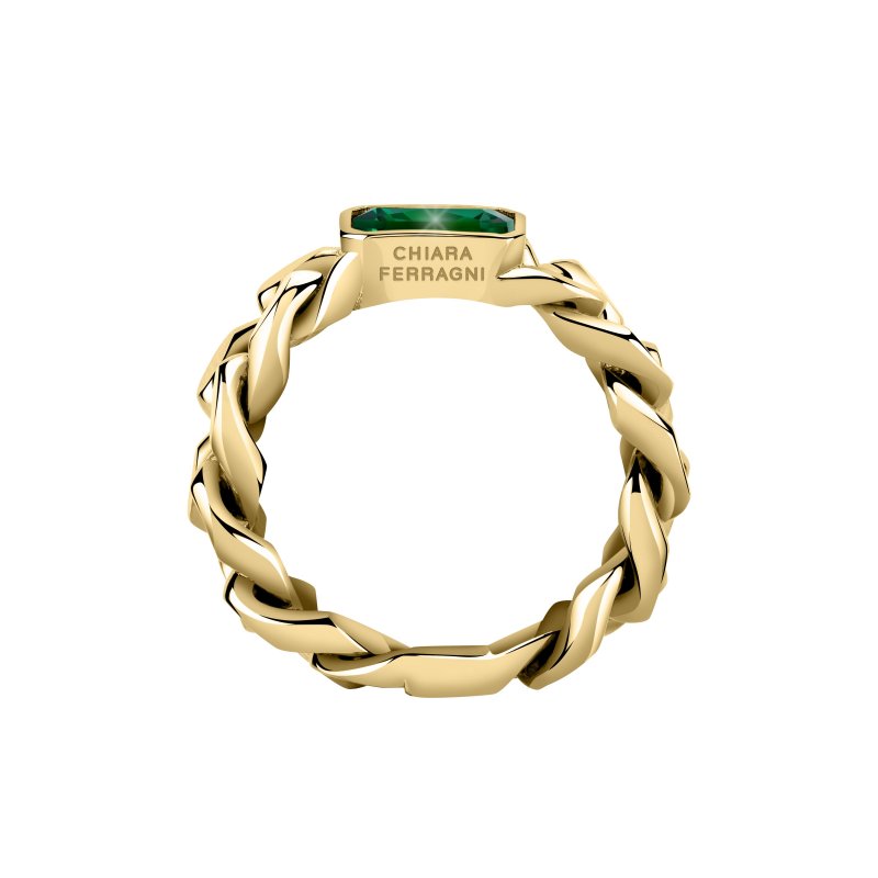 ANELLO CATENA ORO GIALLO,VERDE CZ MIS. 016