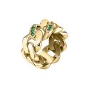 ANELLO CATENA ORO GIALLO,ARGENTO/PAVE VERDE PP MIS. 012