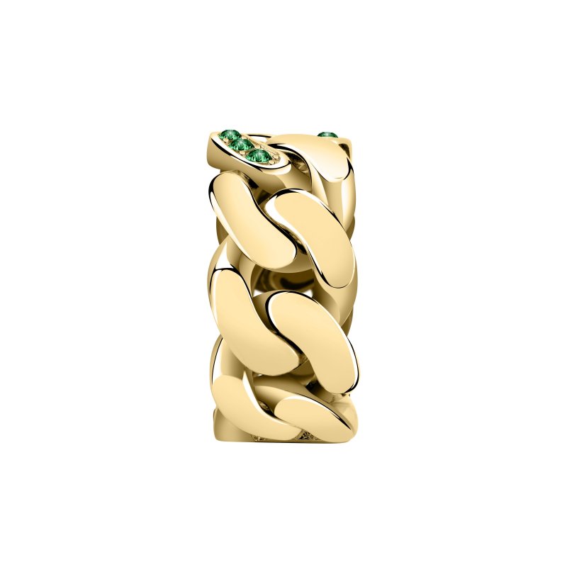 ANELLO CATENA ORO GIALLO,ARGENTO/PAVE VERDE PP MIS. 012