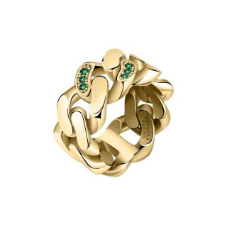 ANELLO CATENA ORO GIALLO,ARGENTO/PAVE VERDE PP MIS. 018