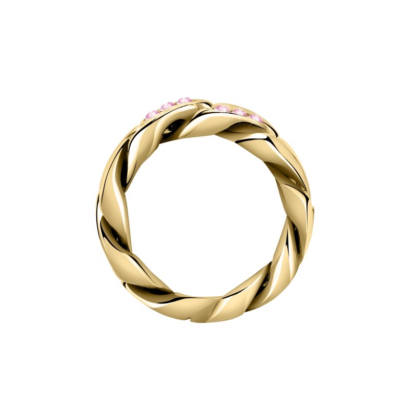 ANELLO CATENA ORO GIALLO,ARGENTO/PAVE ROSA PP ARGENTO 014
