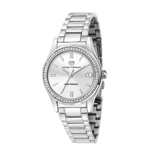 contemporary 32mm 3h silver/wihte dial bracelet stainless steel