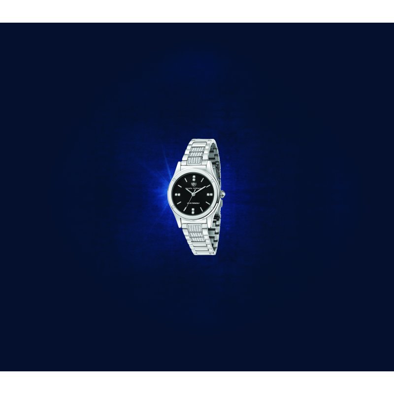 contemporary 32mm 3h black dial bracelet stainless steel