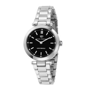 lady like 34mm 2h black dial bracelet stainless steel