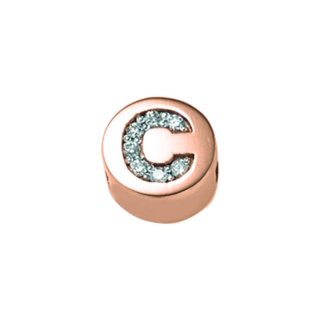 Elements Donnaoro - Lettera C Tonda - Oro Rosa - Diamanti