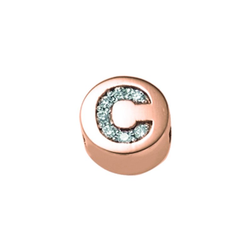 Elements Donnaoro - Lettera C Tonda - Oro Rosa - Diamanti