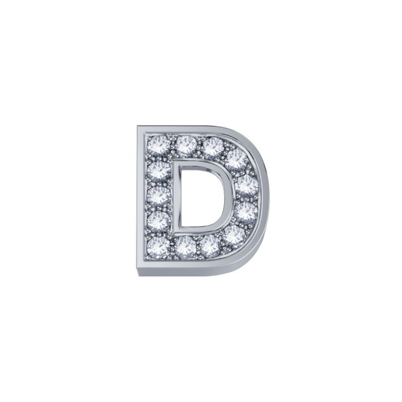 Lettera D Classica in oro bianco e diamanti