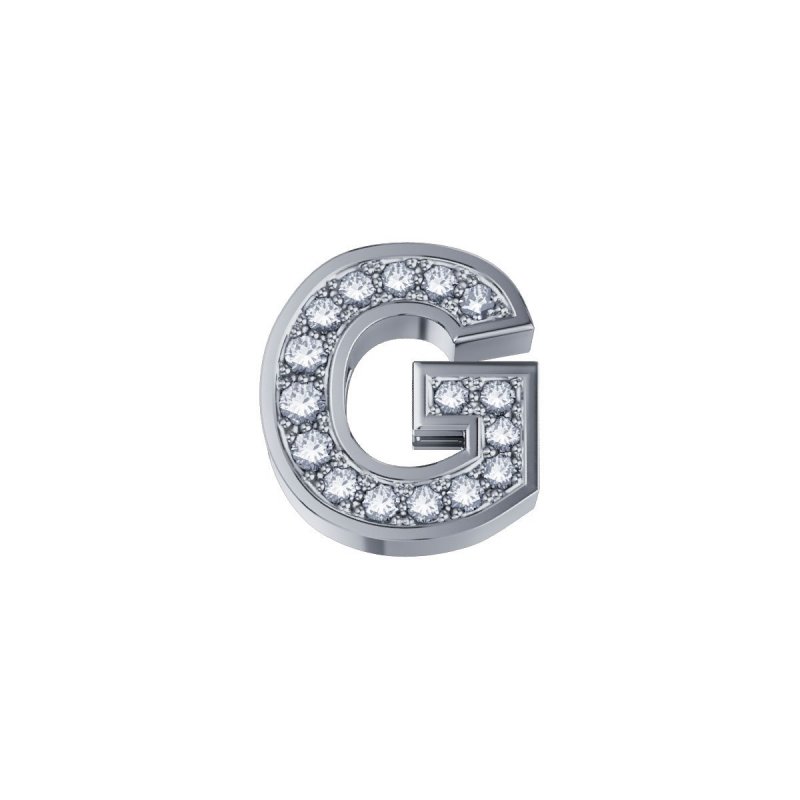 Lettera G Classica in oro bianco e diamanti