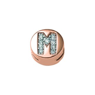 Elements Donnaoro - Lettera M Tonda - Oro Rosa - Diamanti