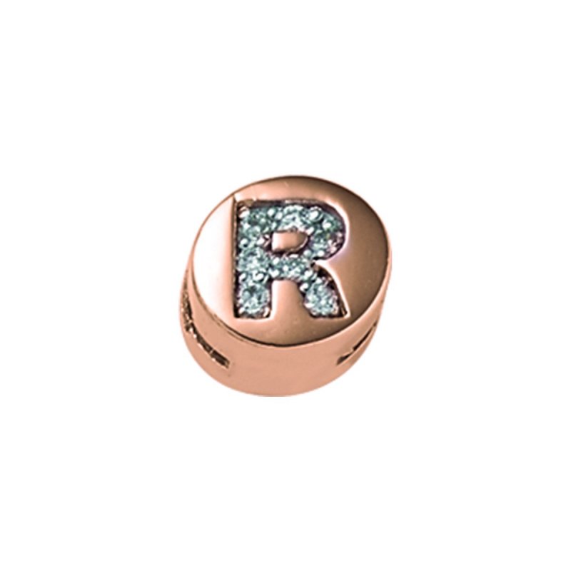 Elements Donnaoro - Lettera R Tonda - Oro Rosa - Diamanti