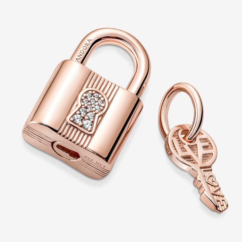 Charm Pendente Lucchetto E Chiave Dell'Amore