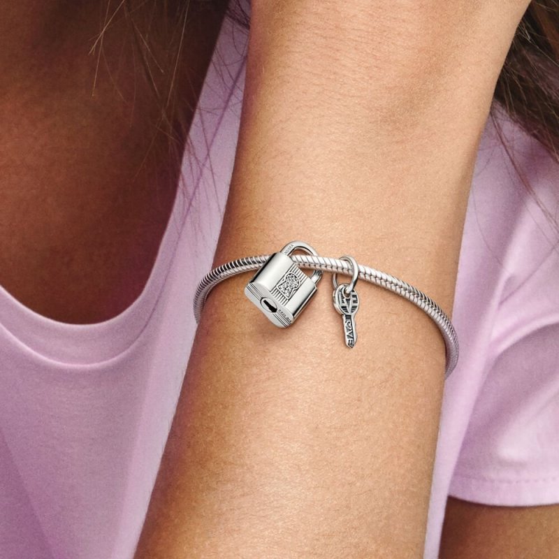 Charm Pendente Lucchetto E Chiave Dell'Amore