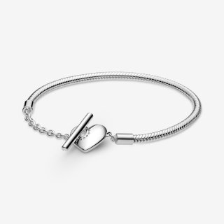 Bracciale Pandora Moments Con Maglia Snake, Cuore E Barretta A T