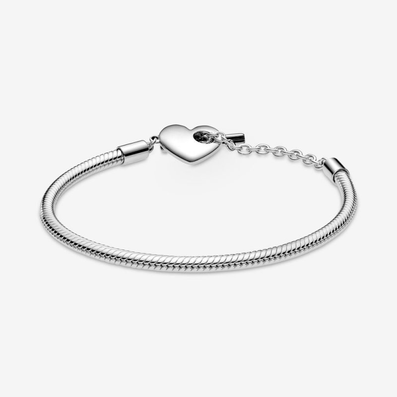 Bracciale Pandora Moments Con Maglia Snake, Cuore E Barretta A T