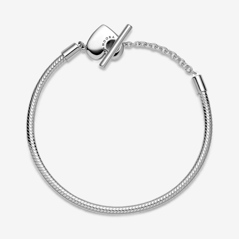 Bracciale Pandora Moments Con Maglia Snake, Cuore E Barretta A T